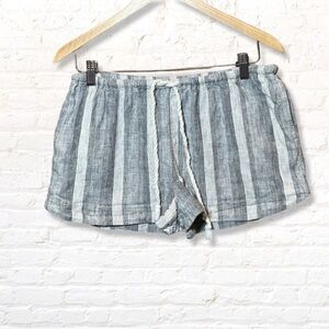 Mossimo Blue & White Cotton/Linen Striped Shorts Size Small